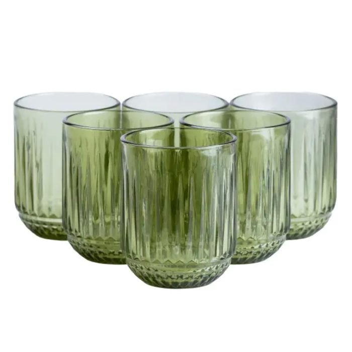 Набір склянок 6 штук по 250 мл скляні зелений HP4147