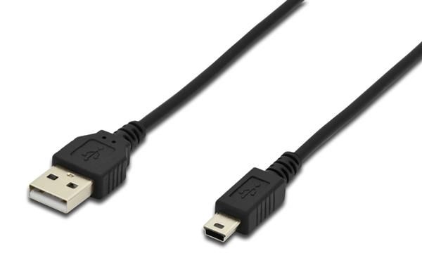 Кабель DIGITUS USB 2.0 (AM/mini B 5pin) 1.8м, черный