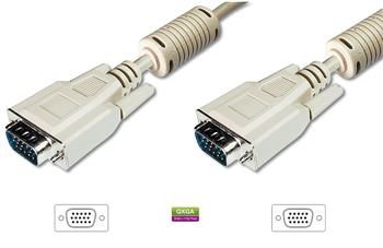 Кабель DIGITUS VGA (M/M), феррит, 1.8м, бежевый