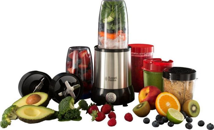 Блендер Russell Hobbs стационарный Nutri Boost 700Вт, чаша-700мл, чопер 300мл, серебристо-черный