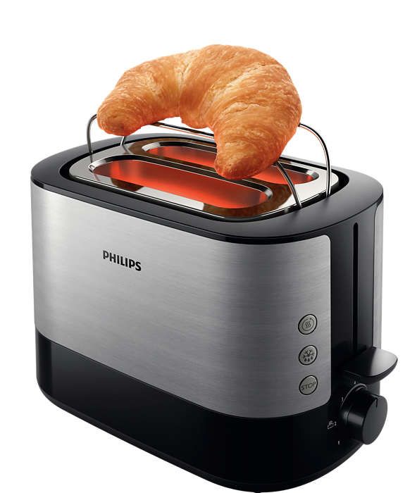 Тостер Philips WiWa Collection 1050Вт, метал/пластик, чорний
