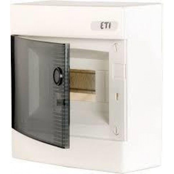 Щит пластиковый ETI ECT 8PT (наружный 1х4+4мод, дверь прозр, IP40)