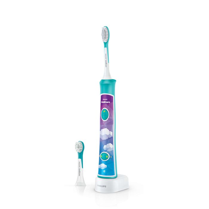 Щетка зубная электр. Philips Sonicare For Kids для детей , 62т. колеб/мин, насадок-2, Bluetooth, голубой