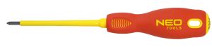Отвертка Neo Tools, крестовая, диэлектрическая, PZ2x100мм, сталь SVCM