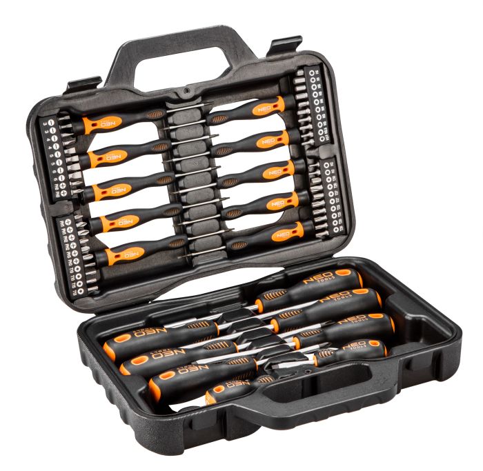 Отвертки Neo Tools, набор 58шт, 40 бит, SL,PH,Torx,H, сталь S2, кейс