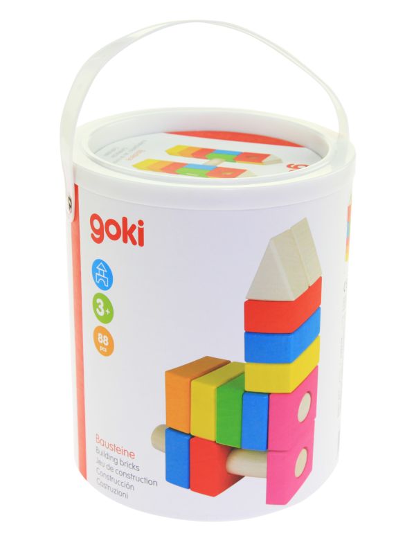 Конструктор деревянный goki Строительные блоки розовый