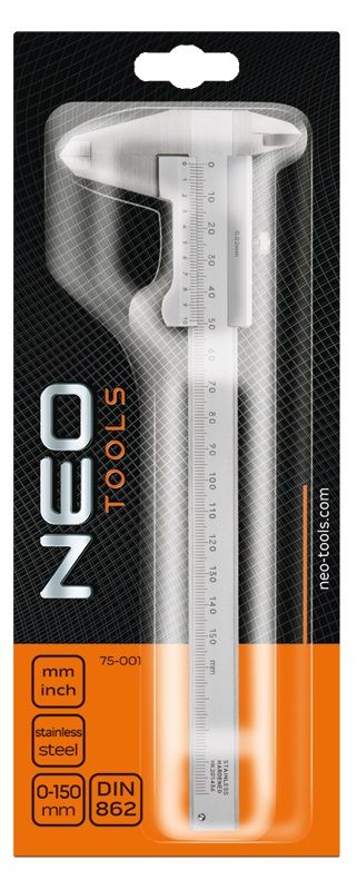 Штангенциркуль Neo Tools, 150мм, нержавеющая сталь, сертификат DIN