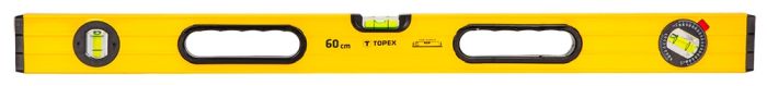 Рівень TOPEX тип 600, 60см, 3 капсули, алюмінієвий, отвори для руки