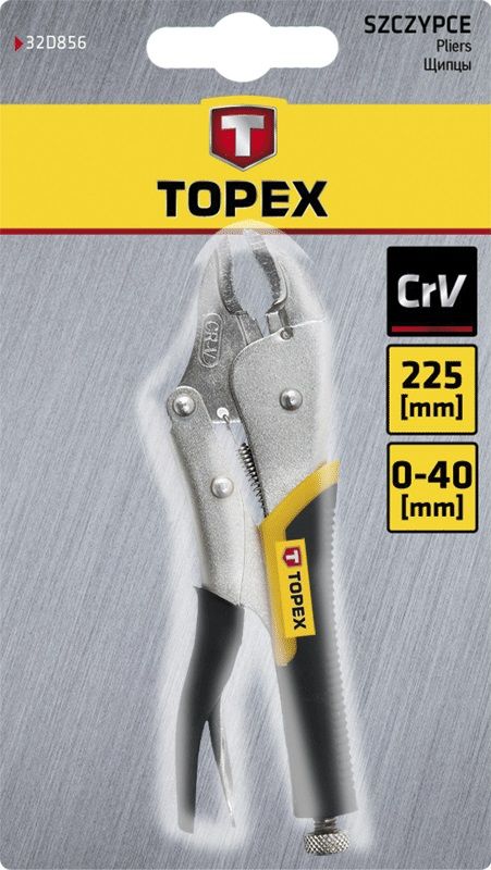 Клещи зажимные TOPEX, 0-40мм, храповой механизм, 225мм, CrV