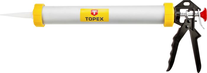 Пистолет для герметика TOPEX, 600мл, корпус алюминиево-стальной, рабочая часть 380мм, вращательная ручка