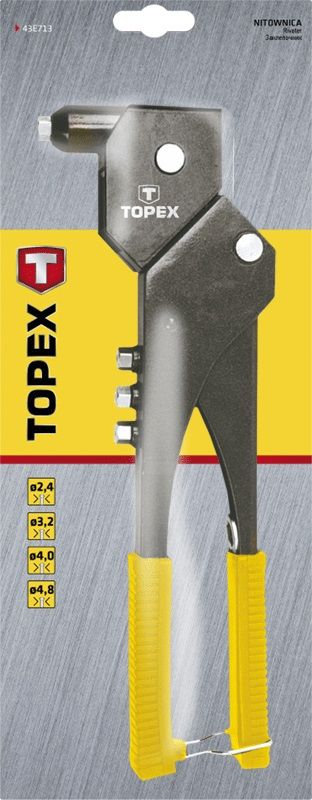 Заклепочник TOPEX, заклепки 2.4,3.2,4.0,4.8мм, кілька положень, 285мм