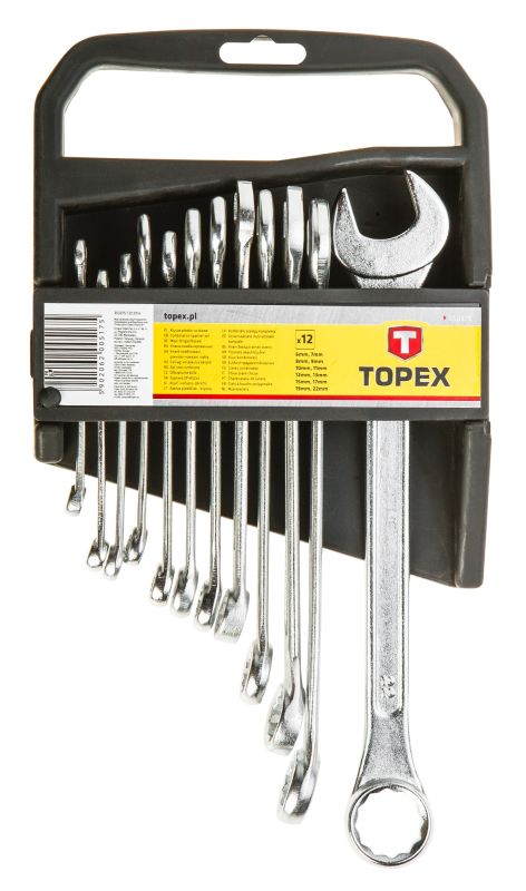 Ключи гаечные TOPEX, набор 12шт, комбинированные, 6-22мм