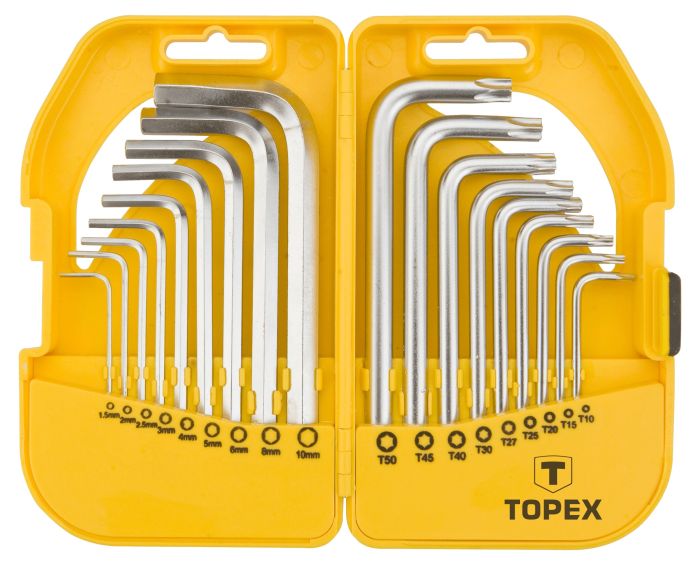 Ключи шестигранные и Torx TOPEX, набор 18шт, CrV, 1.5-10мм, T10-T50