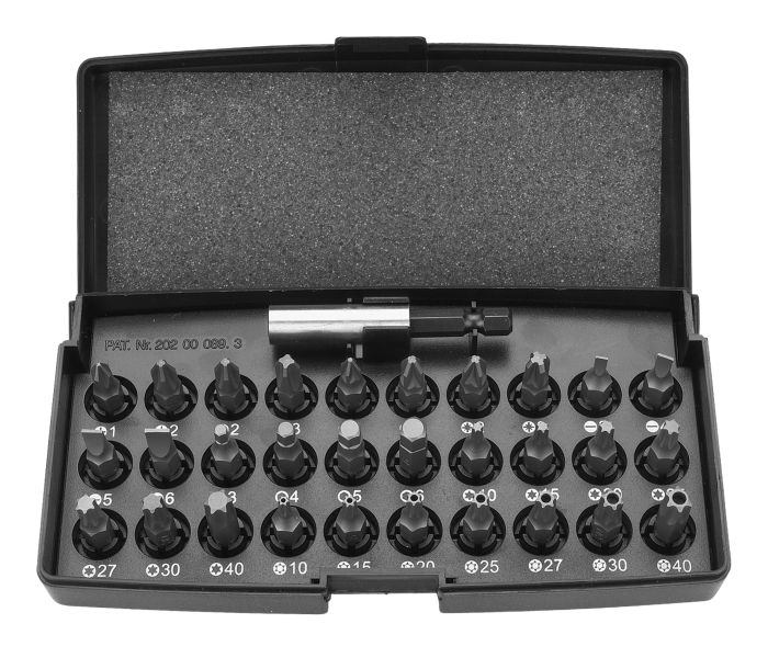 Биты Neo Tools, 31шт, 1/4", битодержатель, SL,PH,PZ,H,T,TT, 25мм, сталь S2, кейс