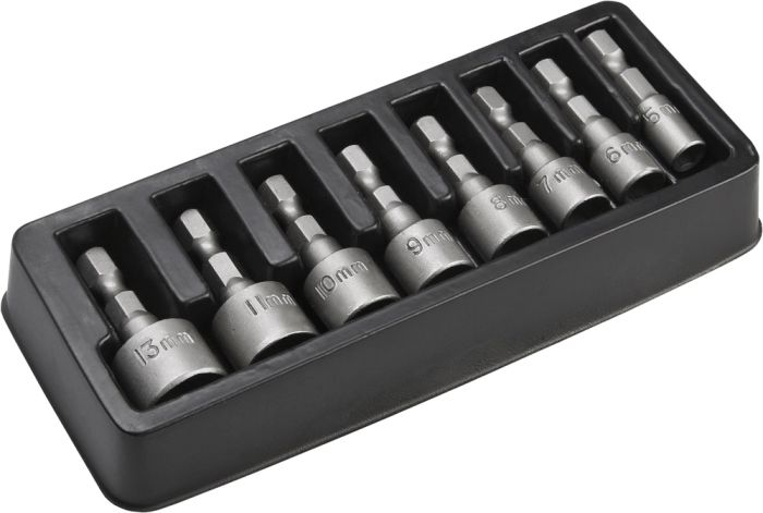 Головки торцевые TOPEX, набор 8шт, 1/4", 5-13мм, CrV