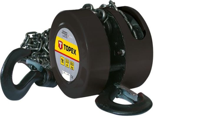 Лебедка канатная TOPEX, до 2т, цепь 2.5м, вес 11кг