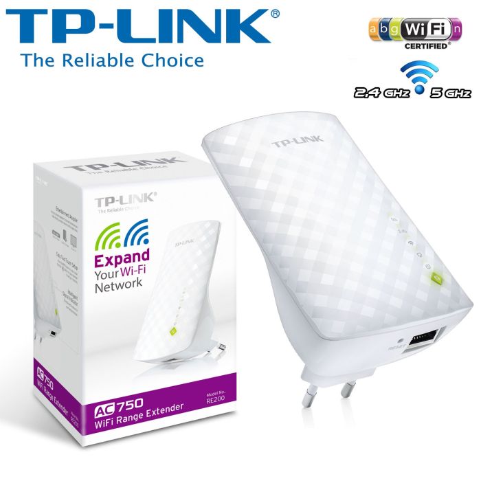Расширитель покрытия WiFi TP-LINK  AC750, 1хFE LAN, MESH TP-Link RE200