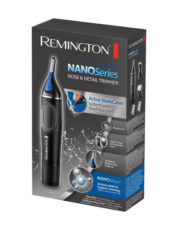 Триммер Remington Nano Series Lithium для носа и ушей, ААx1, насадок-4, сталь, черно-синий