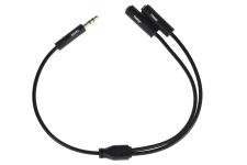 Кабель 2E jack 3.5 > 2хjack 3.5 (M/F) 0.30м, чорний
