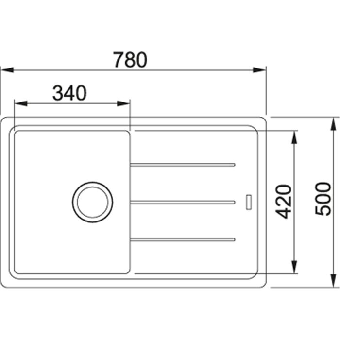 Мойка кухонная Franke Basis, фрагранит, прямоуг., с крылом, 780х500х200мм, чаша- 1, накладная, BFG 611-78, бежевый