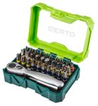 Биты Verto, набор 32шт, 1/4", битодержатель, ключ с трещоточкой, SL,PH,PZ,H,TT,TX, 25мм, CrV, кейс