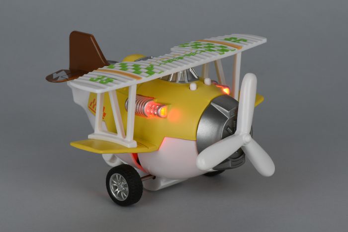 Самолет металический инерционный Same Toy Aircraft свет, музыка, желтый