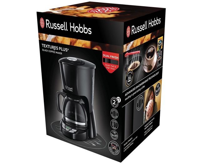 Кавоварка Russell Hobbs крапельна Textures Plus 1.25л, мелена, чорний