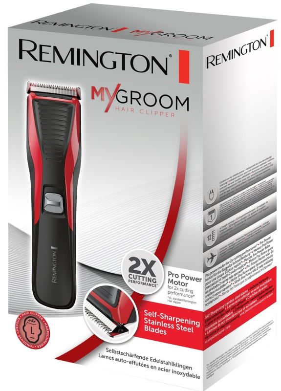 Машинка для стрижки Remington My Groom, від мережі, роторний мотор, насадок-1, сталь, червоно-чорний