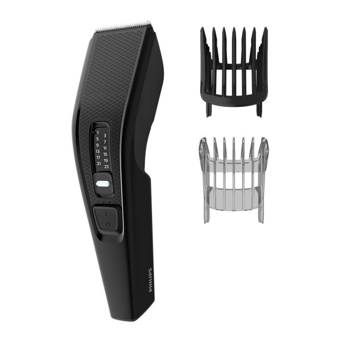 Машинка для стриження  Philips Series 3000, від мережі, роторний мотор, насадок-2, сталь, чорний