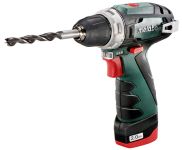 Шуруповерт-дрель аккумуляторный MetaboPowerMaxx BS Basic, 10.8В 2х2.0Ач, 17/34Нм, 0-360/0-1400об/мин, 0.75кг