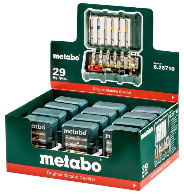 Біти Metabo BitBox, набір 29шт, 1/4", магнітний бітотримач, перехідник, SL,PH,PZ,H,T, сталь S2, кейс