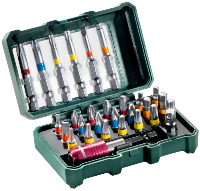 Біти Metabo BitBox, набір 29шт, 1/4", магнітний бітотримач, перехідник, SL,PH,PZ,H,T, сталь S2, кейс