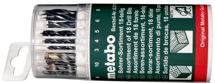 Набор сверл по металлу, дереву, камню Metabo, 18шт