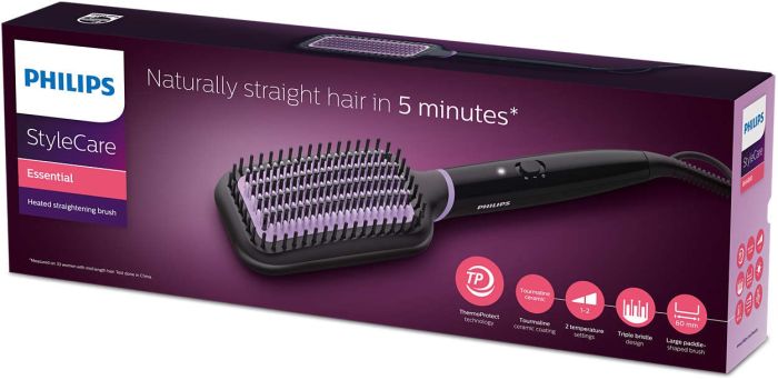 Щітка-випрямляч Philips StyleCare Essential, 52Вт, темп.режимів-2, 170-200С, кераміка, чорний