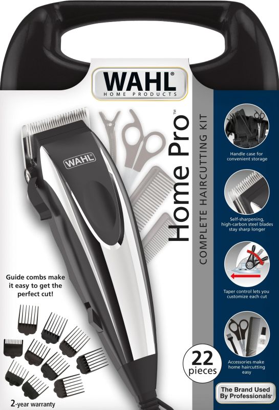Машинка для стрижки WAHL HomePro Complete Kit, від мережі, вібраційний мотор, насадок-8, кейс,акс. компл, сталь, чорно-сріблястий