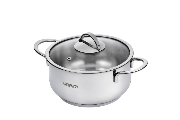 Кастрюля со стеклянной крышкой Ardesto Black Mars, 1.8л, нержавеющая сталь
