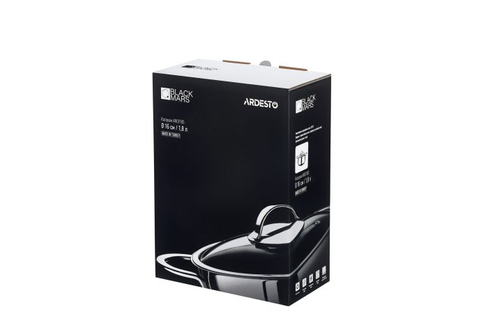 Кастрюля со стеклянной крышкой Ardesto Black Mars, 1.8л, нержавеющая сталь