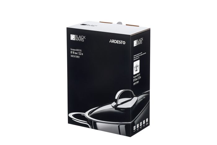 Кастрюля со стеклянной крышкой Ardesto Black Mars, 2.3л, нержавеющая сталь