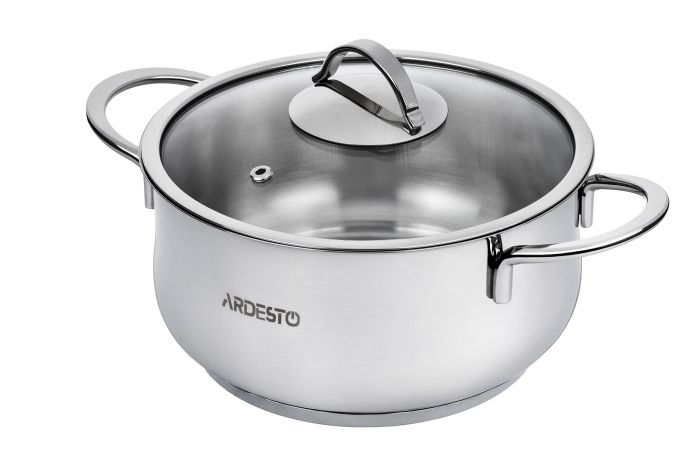 Кастрюля со стеклянной крышкой Ardesto Black Mars, 4.3л, нержавеющая сталь