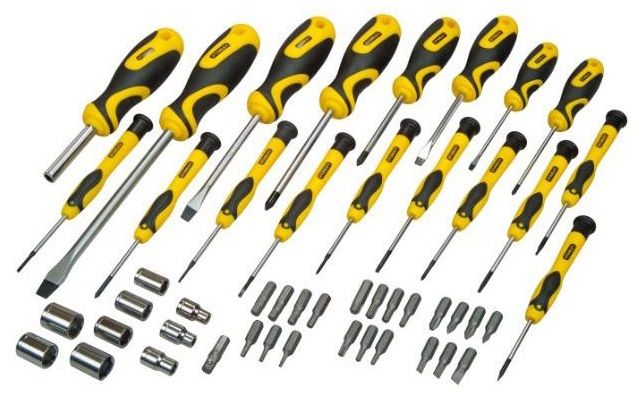 Викрутки Stanley 21 біта, SL,PH,Torx,H, 9 торцевих головок, кейс, набір 49шт