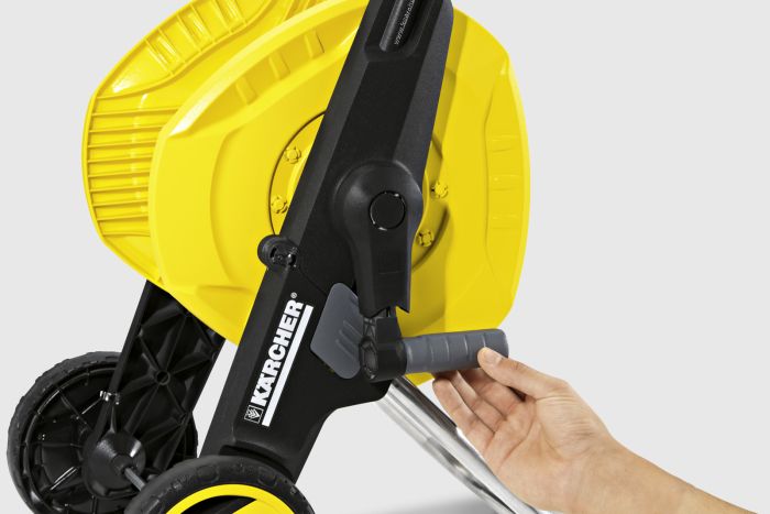 Катушка для шланга Karcher "HT 3.400", складная, регулировка высоты ручки тележки, длина шланга: 1/2" 40м, 5/8" 30м, 3/4" 20м