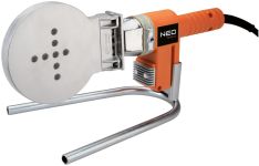 Паяльник для пластиковых труб Neo Tools, 1200Вт, 260°C, насадки до 110мм (не входят в комплектацию), стойка, кейс