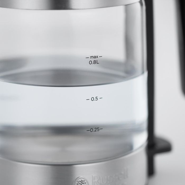 Электрочайник Russell Hobbs Compact Home 0.8л, стекло, подсветка, серебристо-черный
