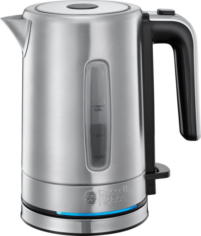 Электрочайник Russell Hobbs Compact Home 0.8л, металл, подсветка, серебристо-черный