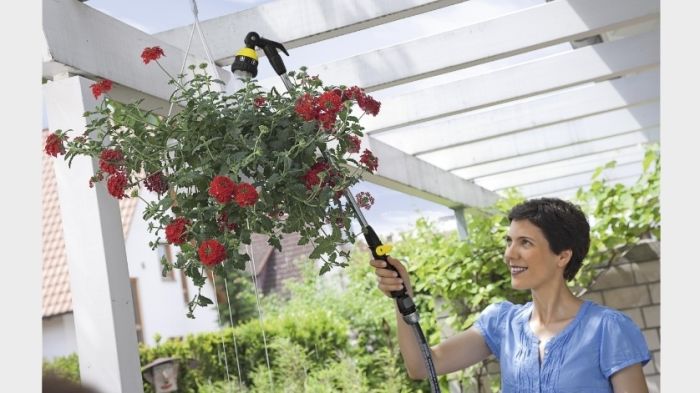 Зрошувач ручний Karcher "Plus", Штанга для поливу, душ садовий, 6 режимів, поворотна основа
