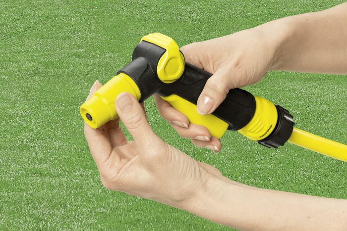 Ороситель ручной Karcher, пистолетный, регулировка напора воды, регулировка формы струи воды, блокировка кнопки полива