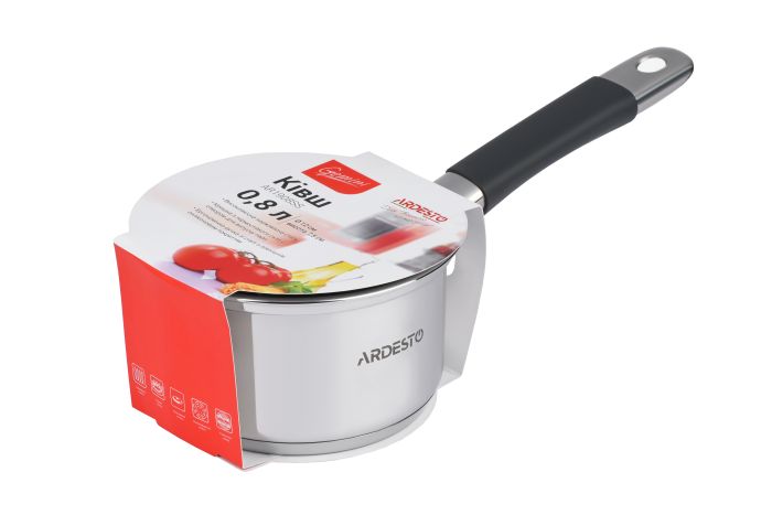 Ковш со стеклянной крышкой Ardesto Gemini Salerno, 0.8л, нержавеющая сталь, силикон