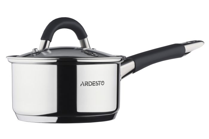 Ковш со стеклянной крышкой Ardesto Gemini Salerno, 0.8л, нержавеющая сталь, силикон