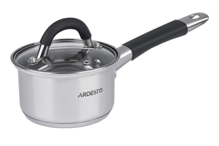 Ковш со стеклянной крышкой Ardesto Gemini Salerno, 1.6л, нержавеющая сталь, силикон