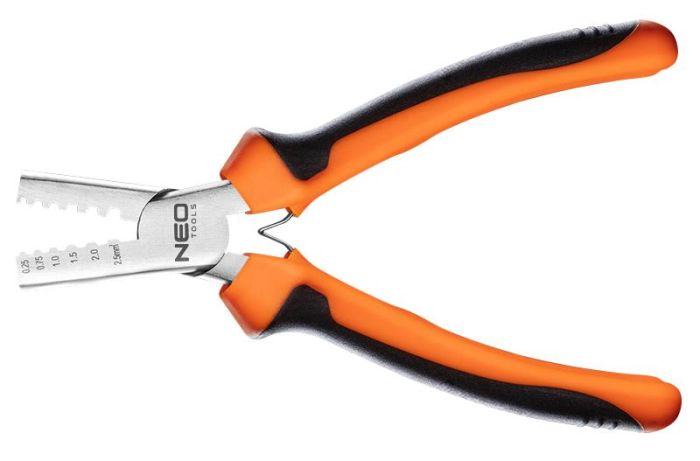 Клещи обжимные Neo Tools, для обжима наконечников 0.25-2.5мм кв., 140мм